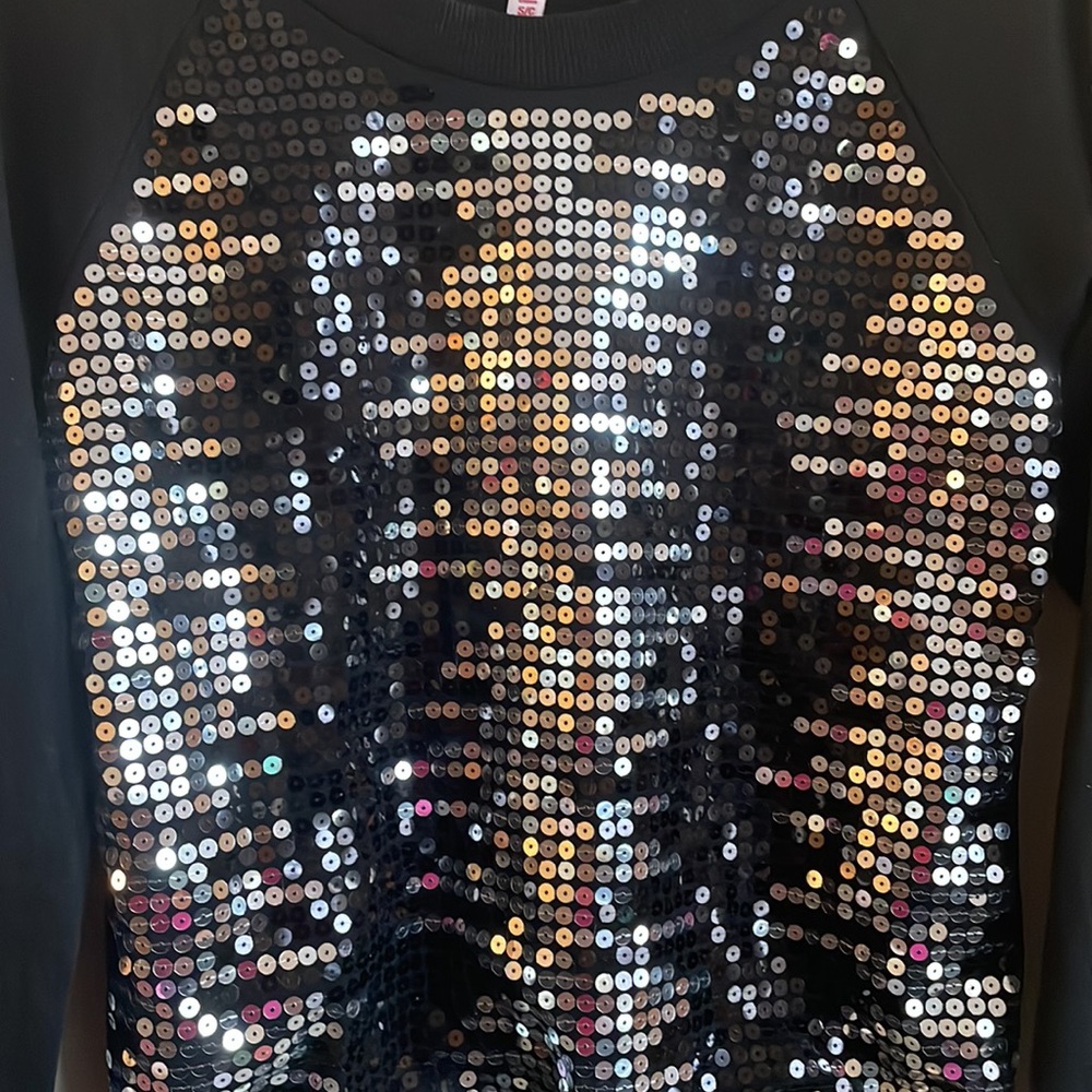 Bongo Black Sequin Party Blouse - image 4